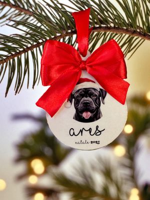 Pallina di Natale in legno - Cane Corso - Personalizzata con Nome