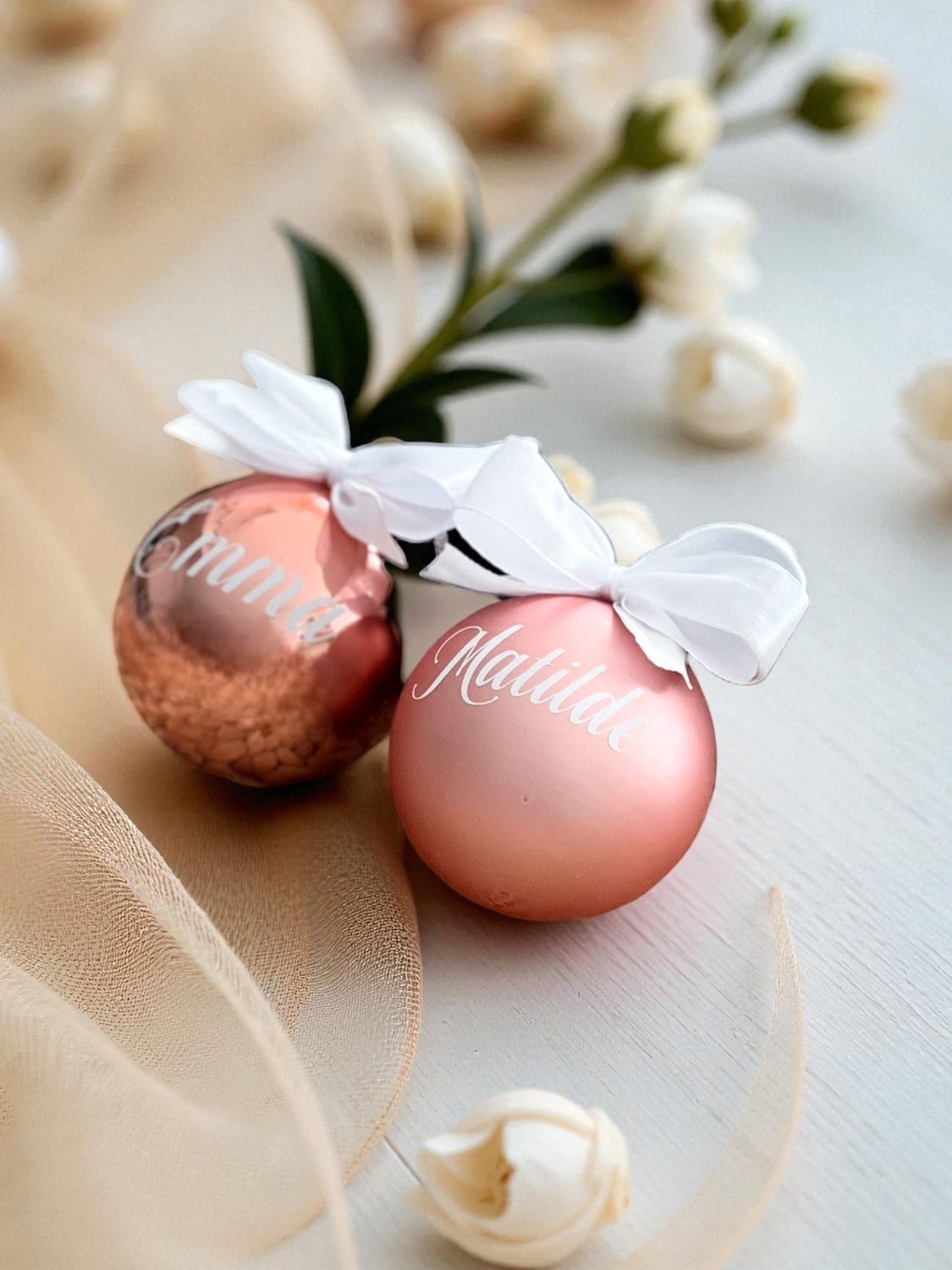 Pallina di Natale in Vetro rose gold Personalizzata con Nome
