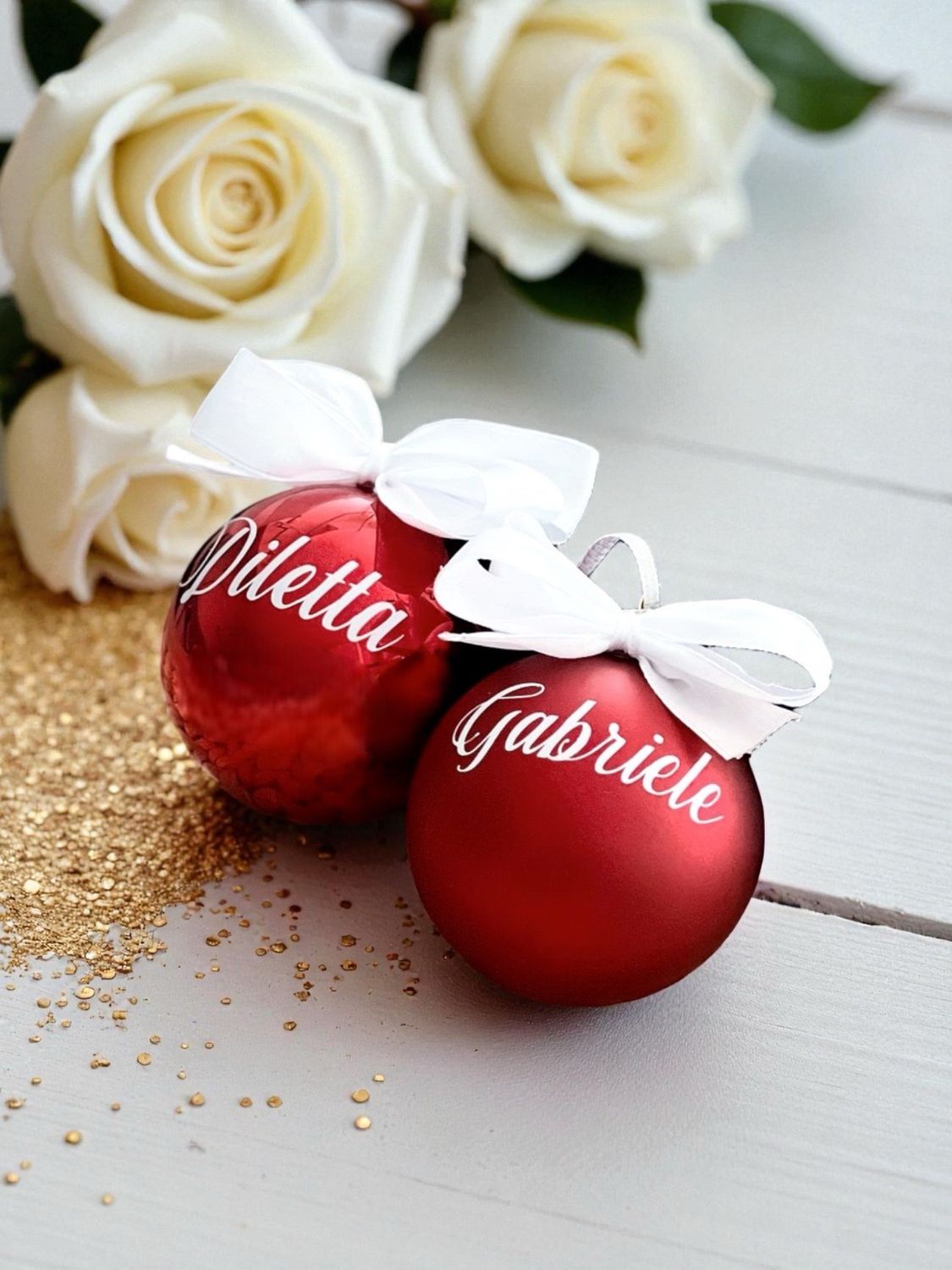 Pallina di Natale in Vetro rosso Personalizzata con Nome