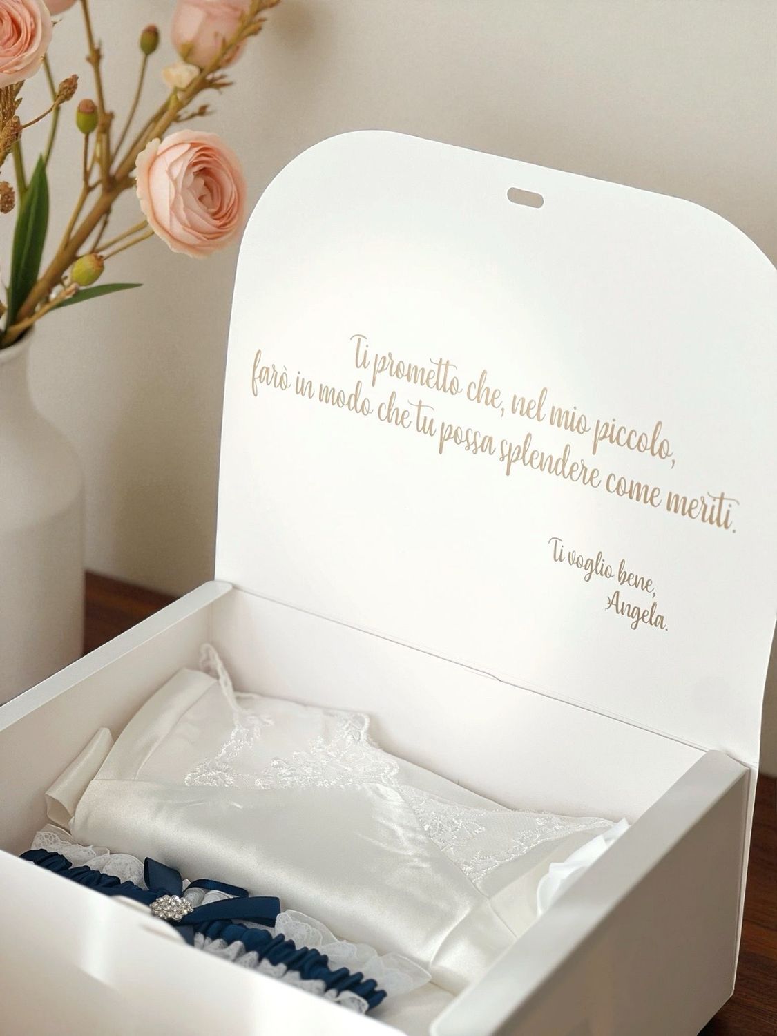 Coordinato in Pizzo per Sposa con Box e Giarrettiera