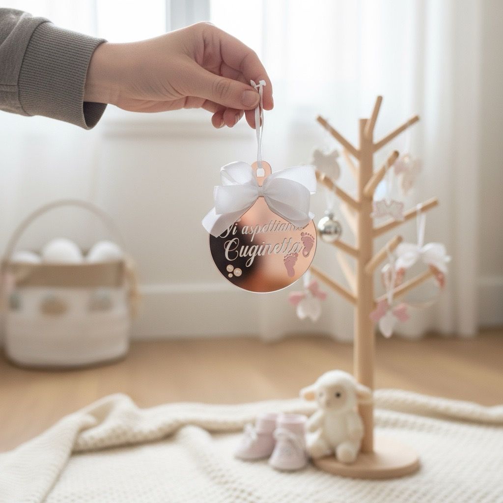 Pallina di Natale in Plexiglas Specchiato – Ti aspettiamo Personalizzabile