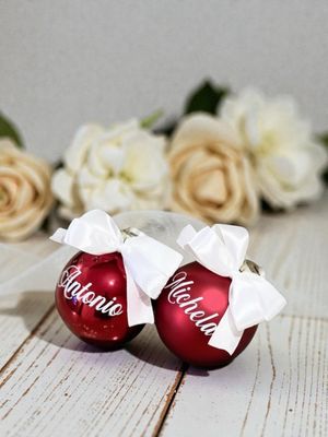 Pallina di Natale in Vetro rosso Personalizzata con Nome
