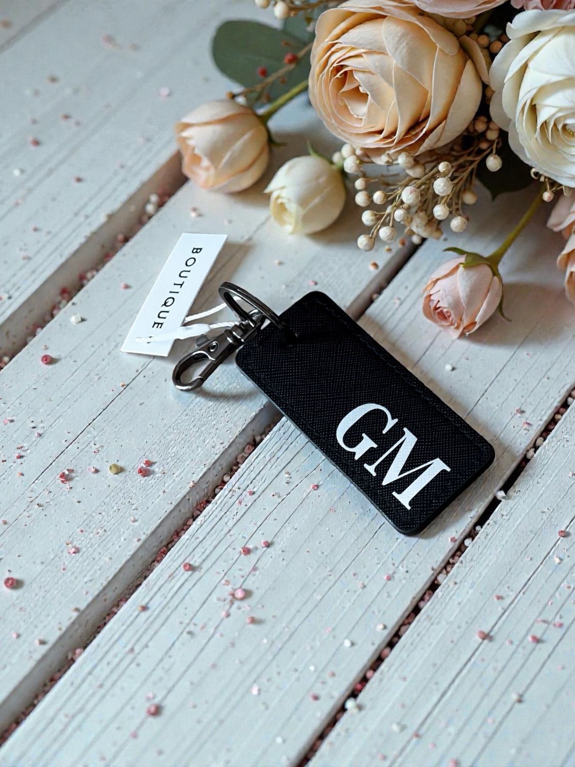 Portachiavi in Similpelle texture Saffiano Rettangolare - Personalizzato con Nome