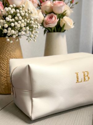 Beauty Rettangolare in Similpelle Saffiano Nero o Avorio - Personalizzato