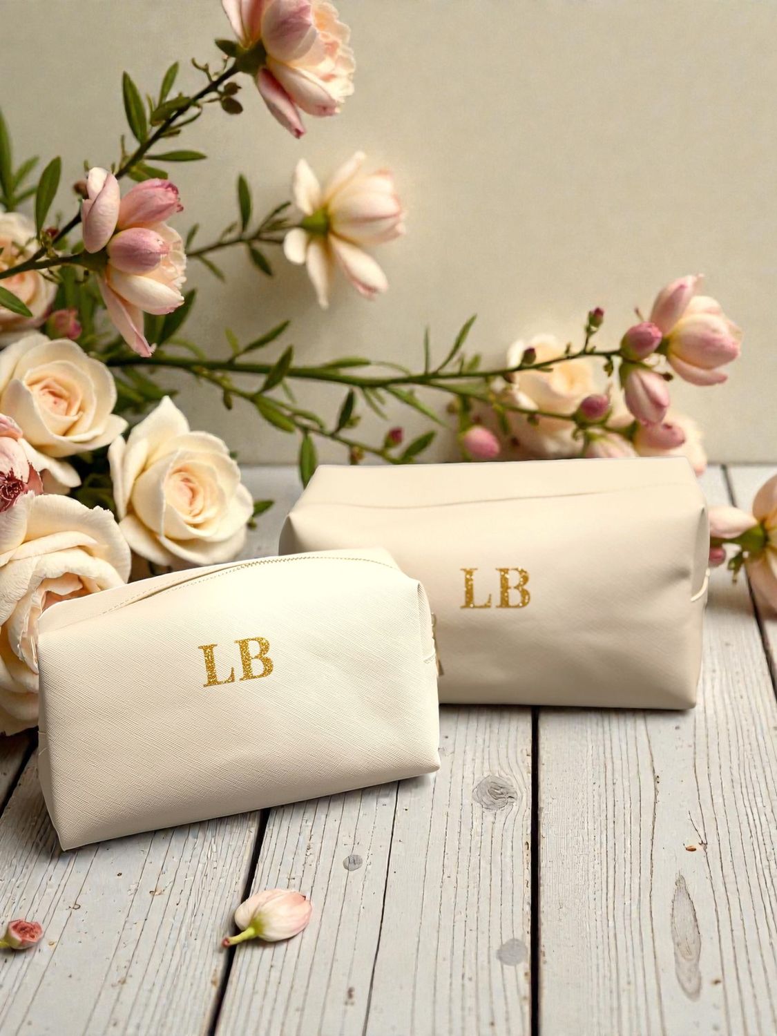 Beauty Rettangolare in Similpelle Saffiano Nero o Avorio - Personalizzato