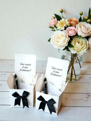 Scatolina personalizzata “Vuoi essere il mio Testimone?” con Penna Nera o Blu Navy