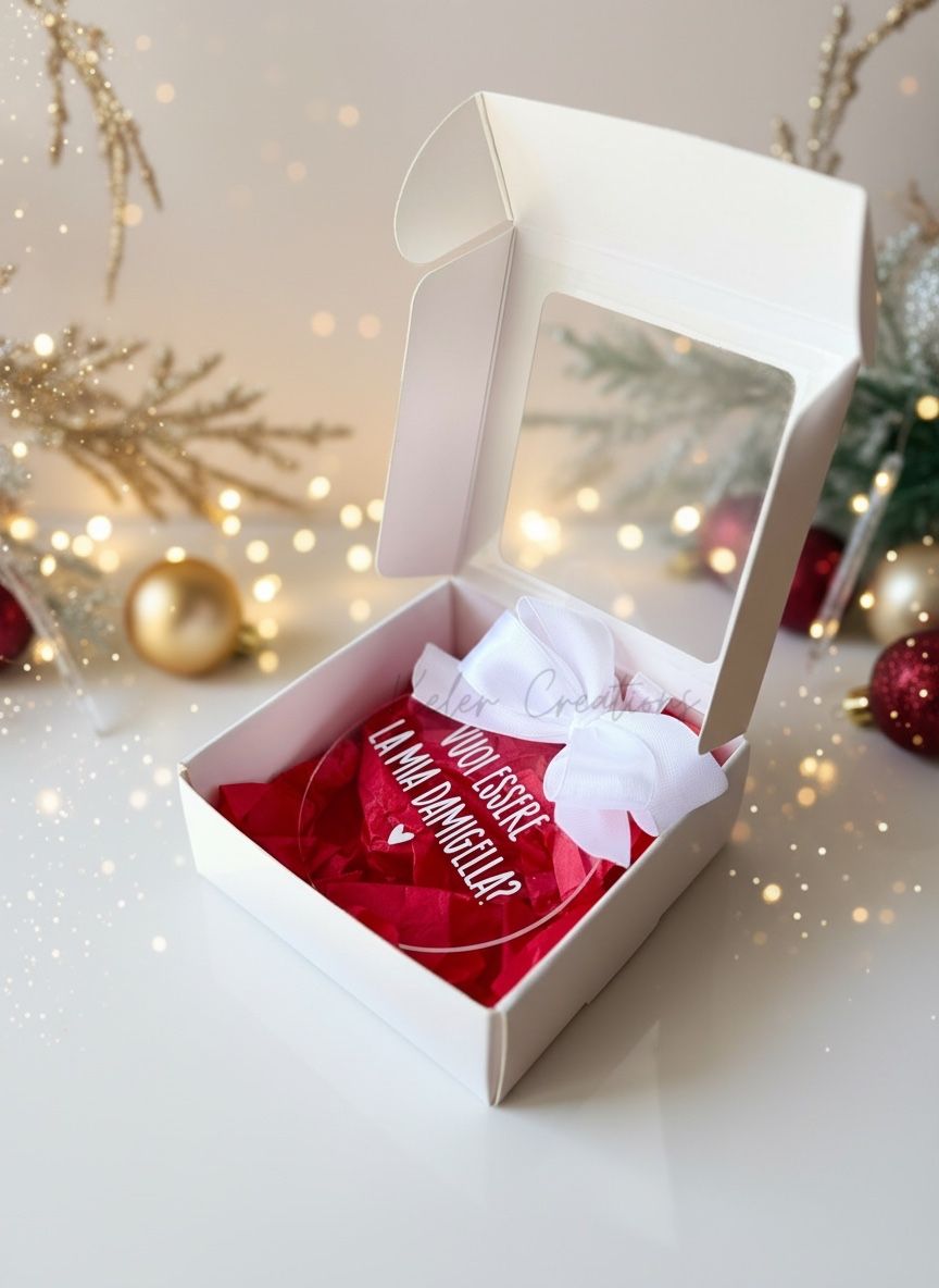 Pallina di Natale in Plexiglass Personalizzata - Vuoi essere la mia Damigella?
