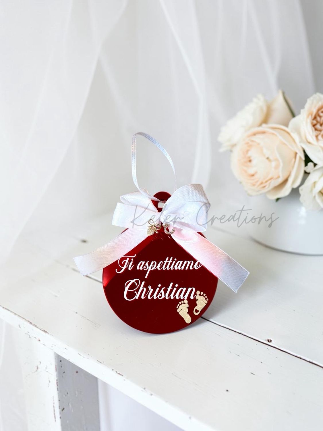 Pallina di Natale in Plexiglass Specchiato – Ti aspettiamo Personalizzabile