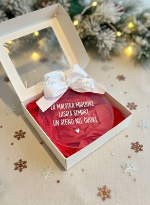 Pallina di Natale in Plexiglass Personalizzata - La maestra/il maestro migliore lascia sempre un segno nel cuore