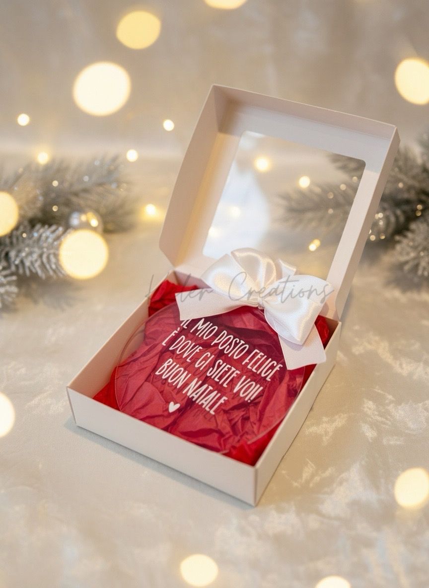 Pallina di Natale in Plexiglass Personalizzata - Il mio posto Felice è dove ci siete voi, Buon Natale