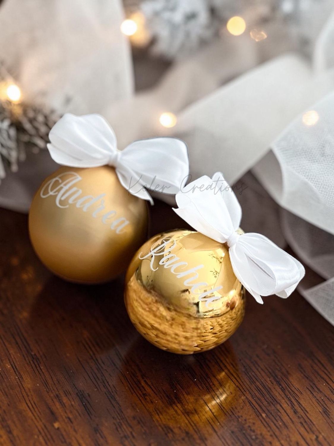 Pallina di Natale in Vetro oro Lucido — Personalizzata con Nome