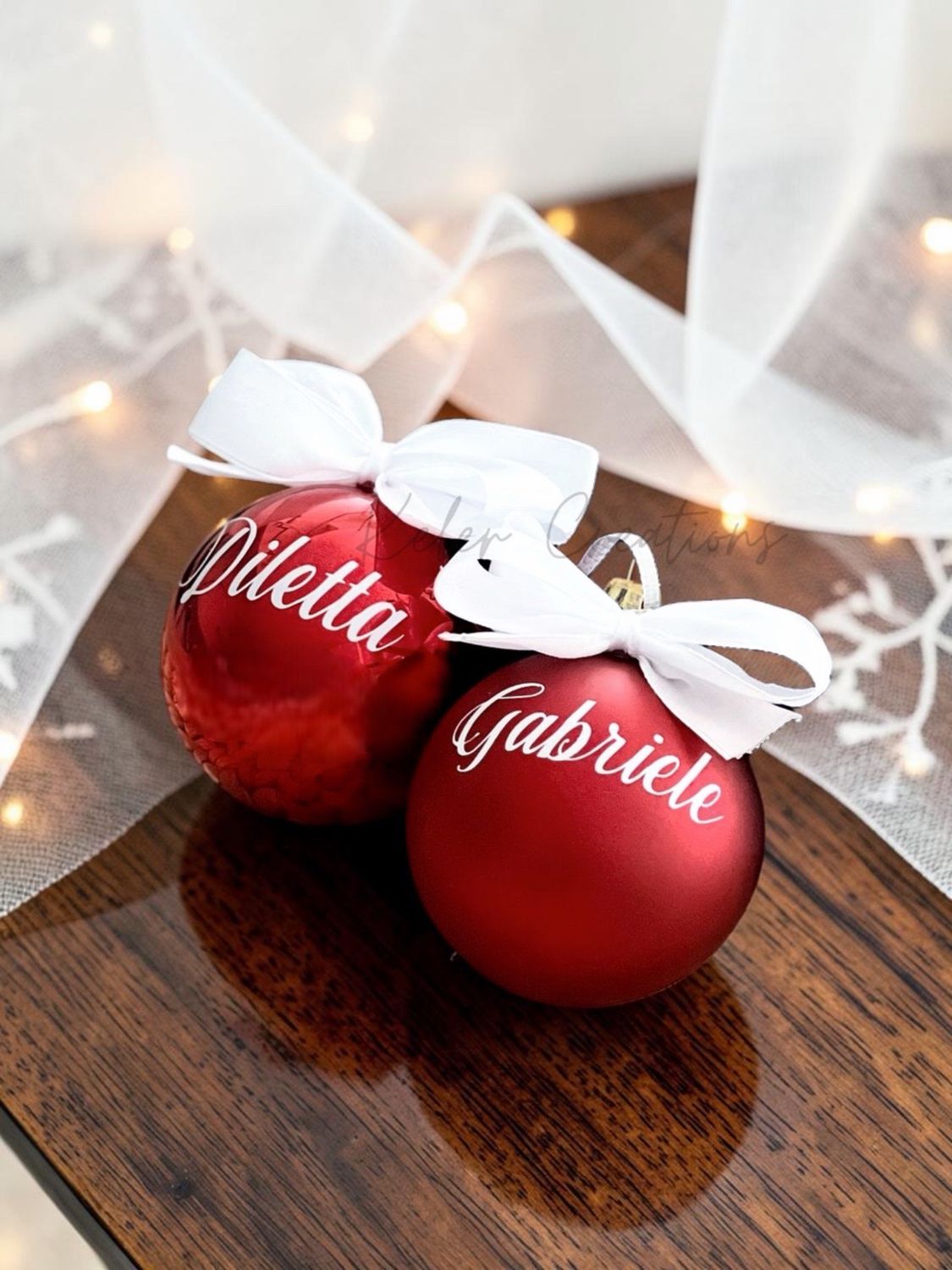 Pallina di Natale in Vetro lucido Rosso — Personalizzata con Nome