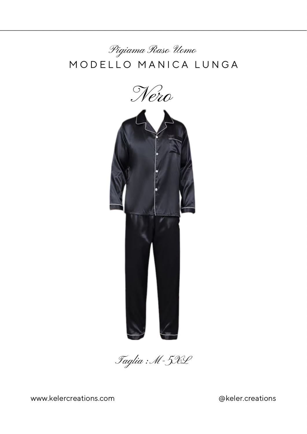 Pigiama in raso lungo uomo - Personalizzato