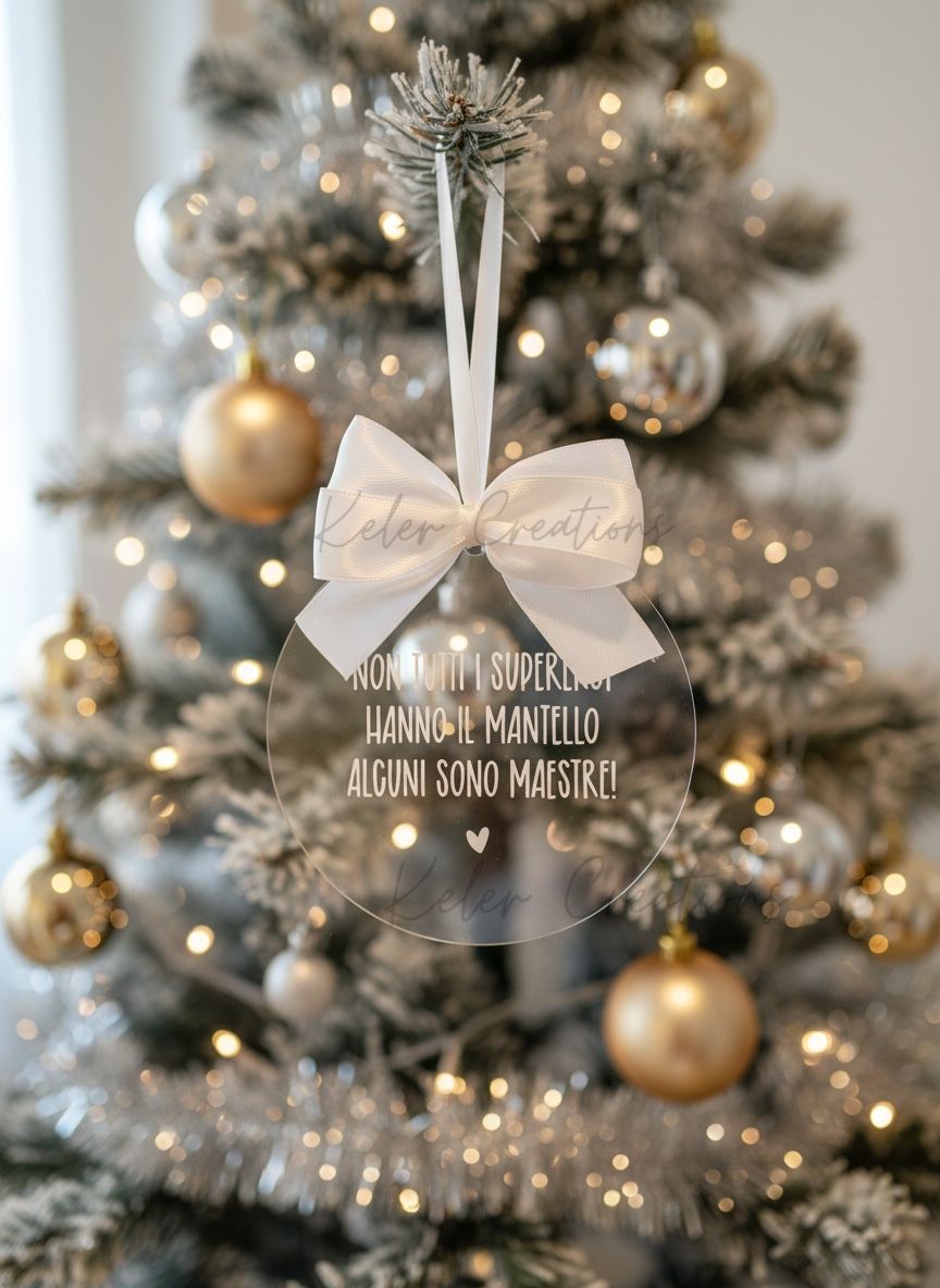 Pallina di Natale in Plexiglass Personalizzata - Non tutti i supereroi hanno il mantello alcuni sono maestre