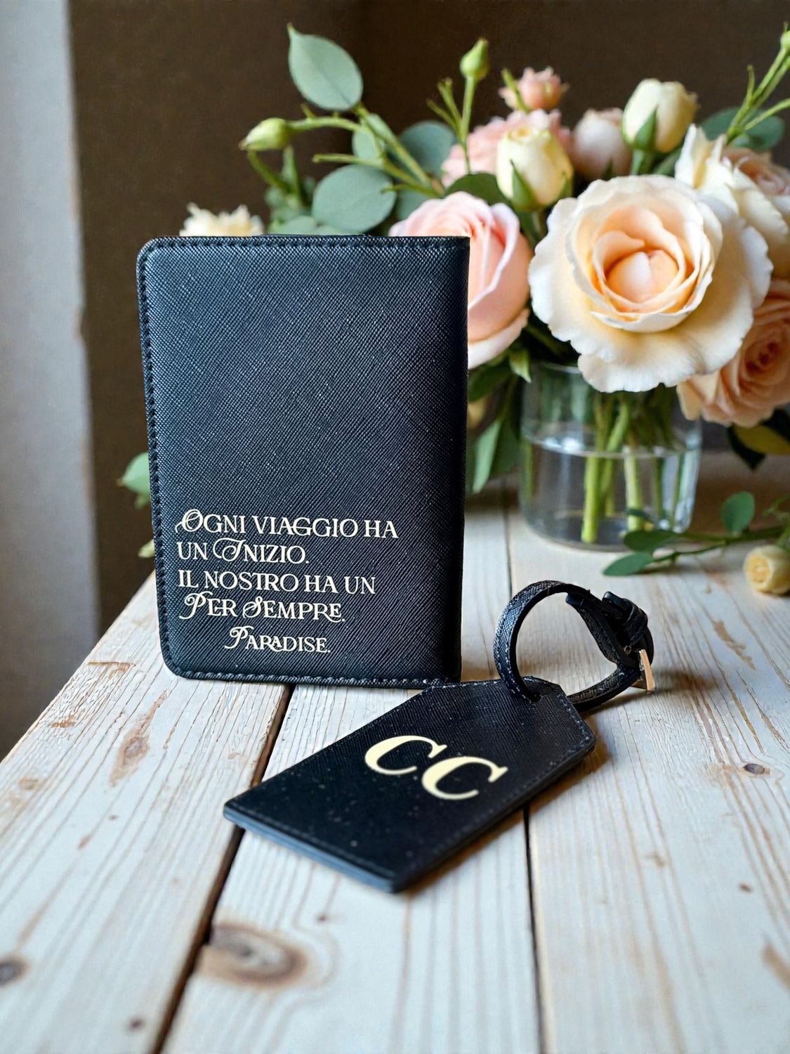 Porta passaporto e Tag Valigia in Similpelle Personalizzato