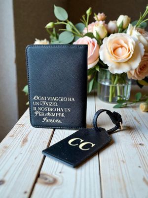 Porta passaporto e Tag Valigia in Similpelle Personalizzato