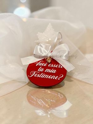 Pallina di Natale in Plexiglass Specchiato Personalizzata - Vuoi essere la mia Testimone? Vuoi essere il mio Testimone?