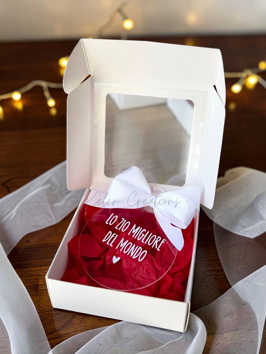Pallina di Natale in Plexiglass Personalizzata - La zia migliore del mondo/Lo zio migliore del mondo