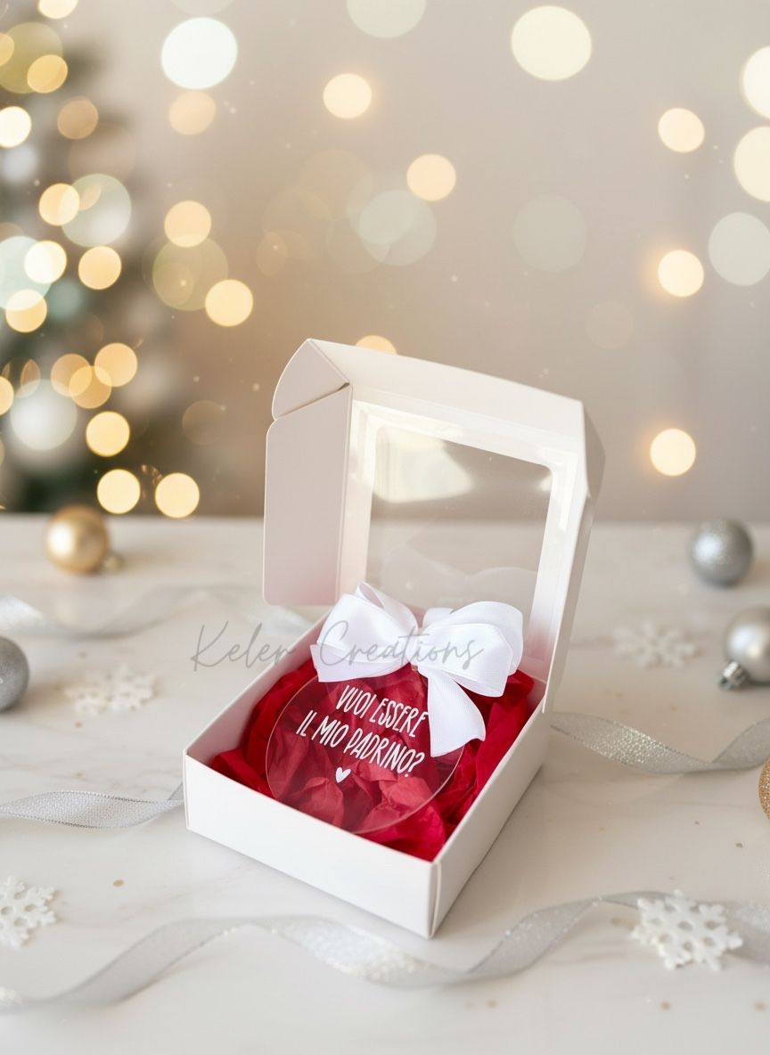Pallina di Natale in Plexiglass Personalizzata - Vuoi essere il mio Padrino?/Vuoi essere la mia Madrina?