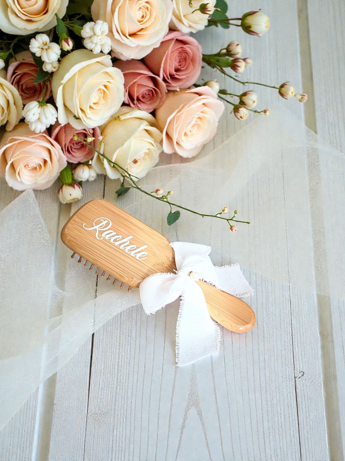 Spazzola in Legno Personalizzata con Nome Glitter