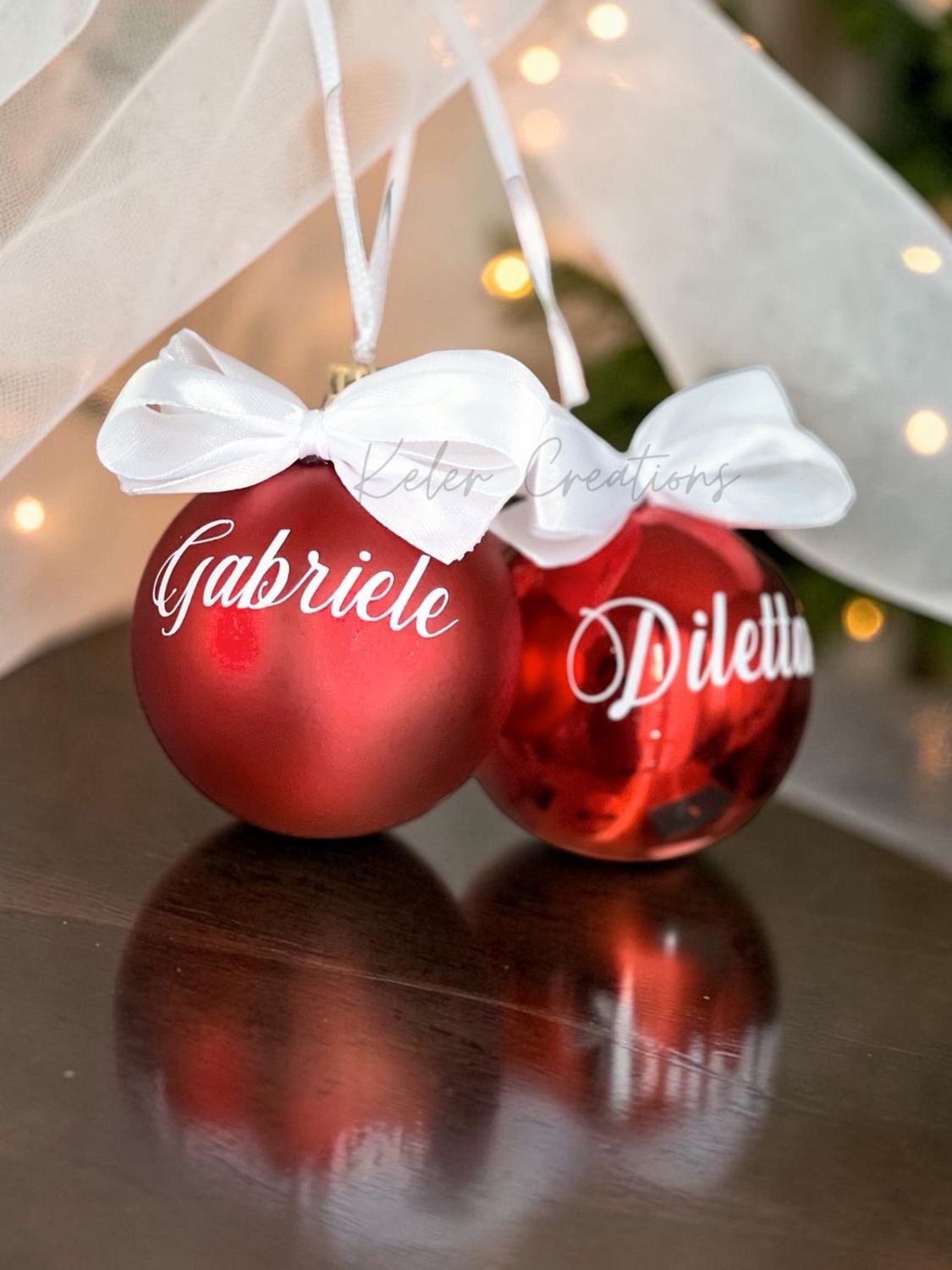 Pallina di Natale in Vetro opaco Rosso — Personalizzata con Nome