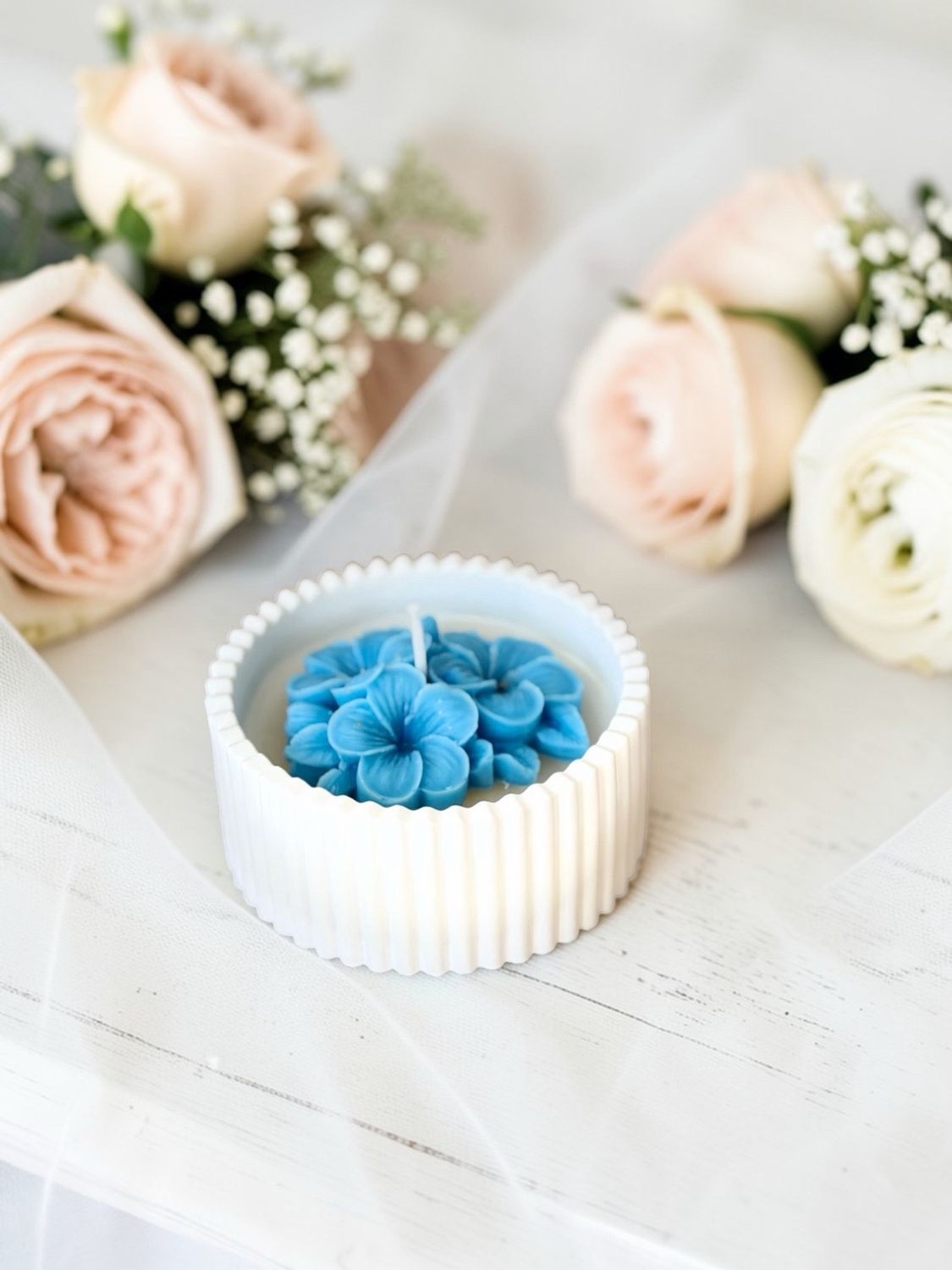 Vasetto in Gesso con Candela in cera di Soia