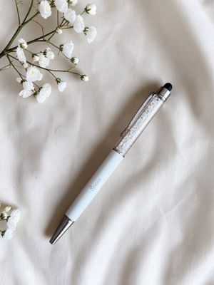 Penna Sposa con Glitter interni – Bianco Perlato