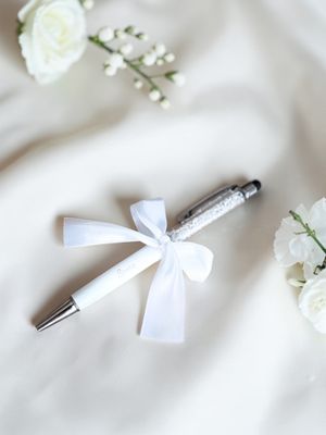 Penna Sposa con Glitter interni – Bianco Perlato