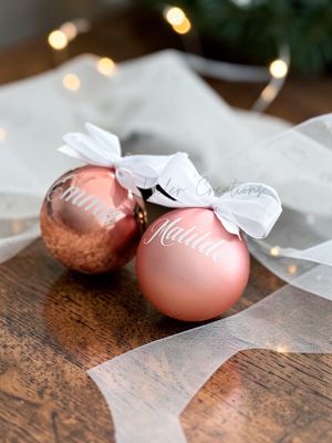 Pallina di Natale in Vetro rose gold lucida — Personalizzata con nome