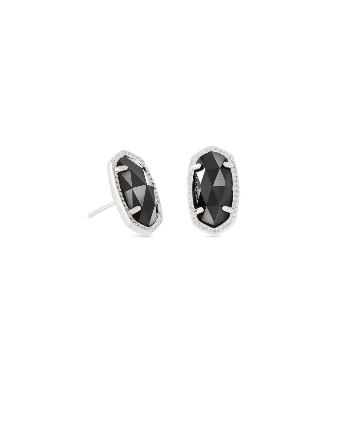 The Ellie Stud Earrings in Black, Color: Silver