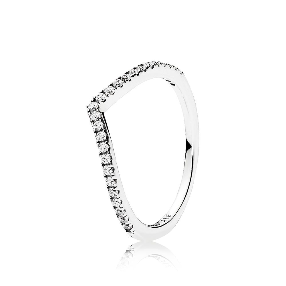 PANDORA™ Sparkling Wishbone Ring, Size: 44, Color: Silver