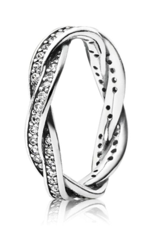 PANDORA™ Rose Gold Twist of Fate Ring, Size: 48, Color: Silver