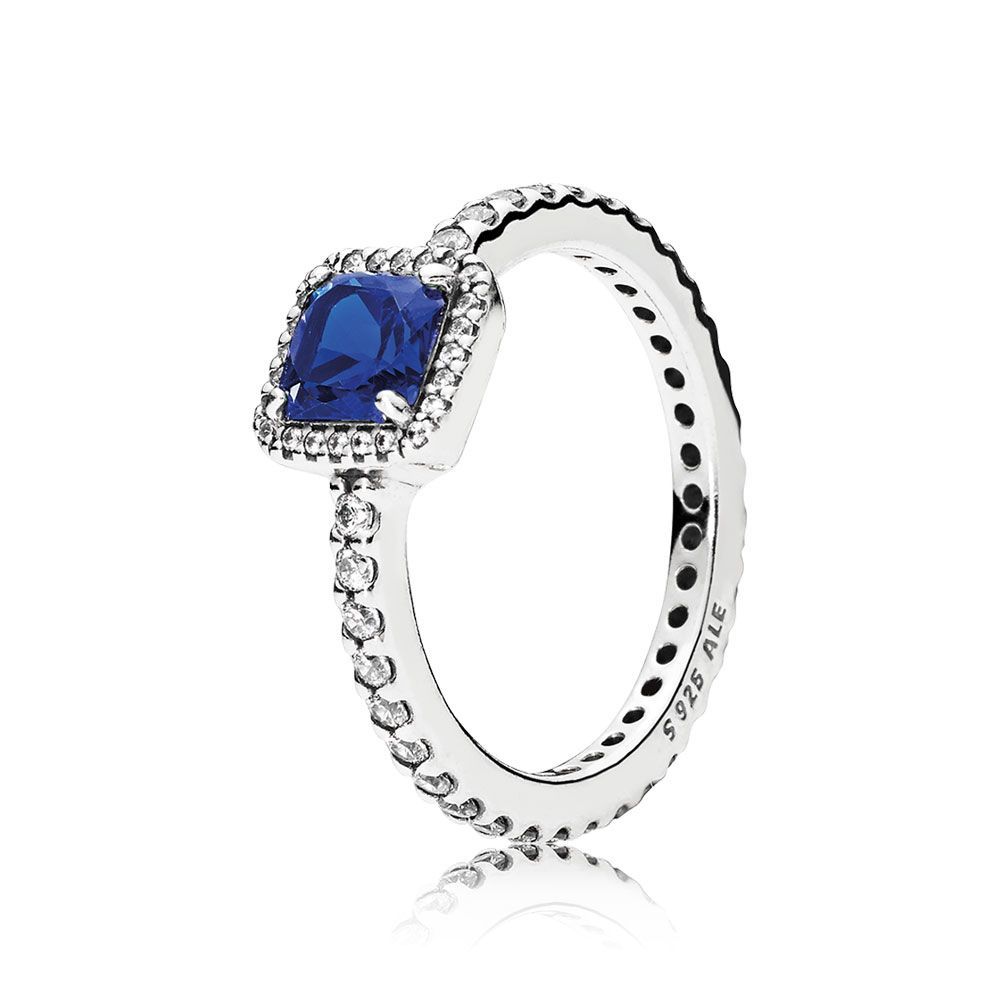 PANDORA™ Timeless Elegance Ring Sterling Silver, Size: 48, Color: Blue