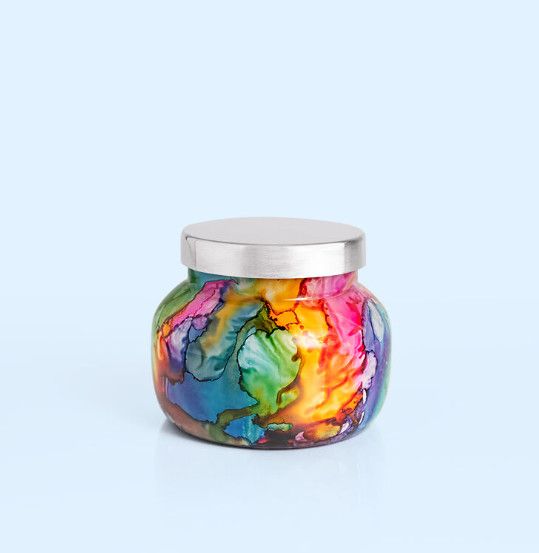 Volcano Rainbow Watercolor Jar Candle, Size: 8 oz Petite Jar