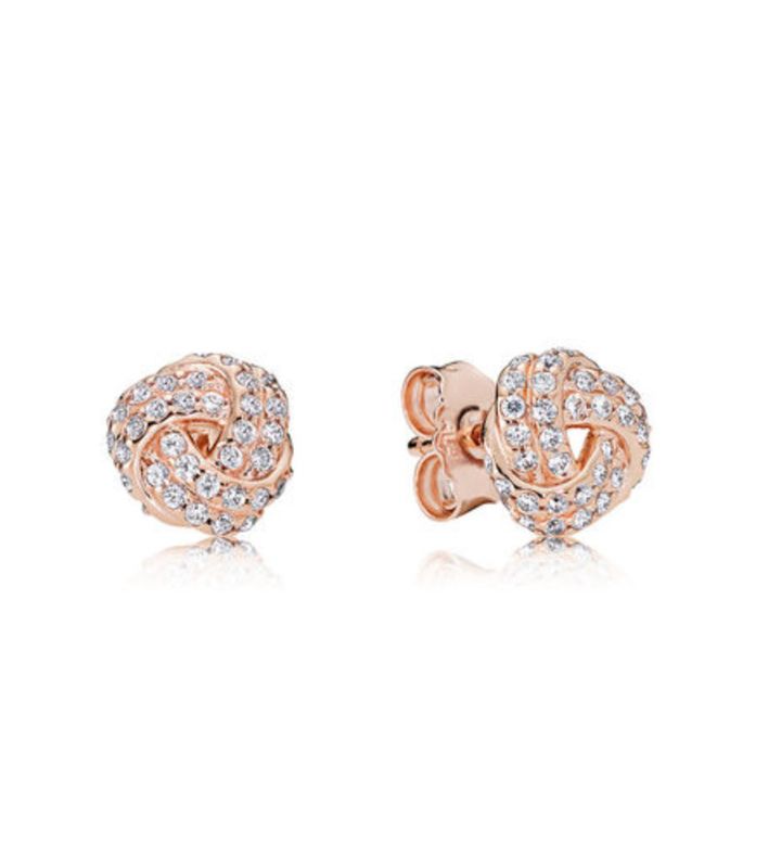 PANDORA™ Rose Gold Sparkling Love Knot Earrings