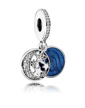 PANDORA™ Moon + Blue Sky Sterling Silver Dangle Charm