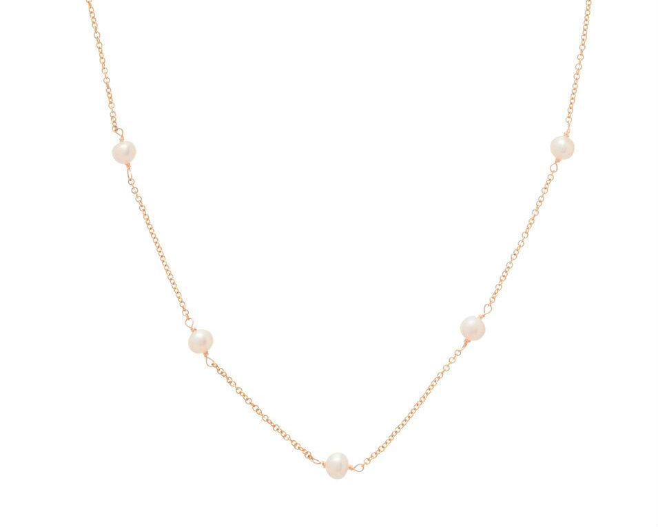 15&quot; Choker Simplicity Chain Gold 4mm Bead Pearl