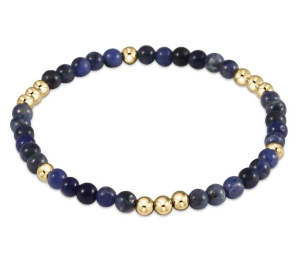 Worthy Pattern 3mm Bead Bracelet, Color: Lapis