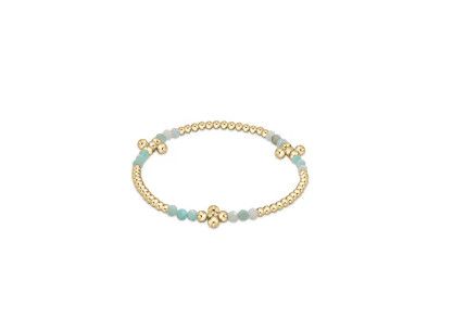 Signature Cross Gold Bliss Pattern 2.5mm Bead Bracelet , Color: Amazonite