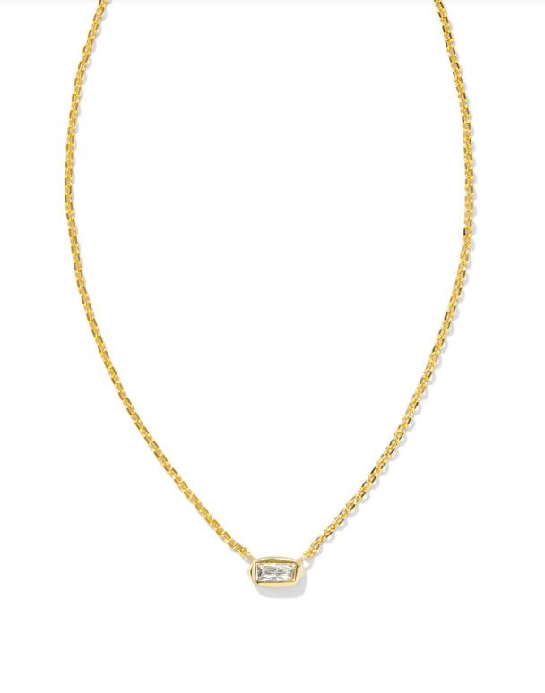 Fern Crystal Pendant White Crystal, Color: Gold