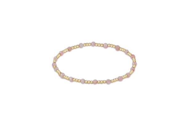 Gemstone Gold Sincerity Pattern 3mm Bead Bracelet, Color: Pink Opal