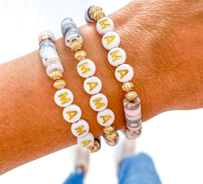 Mama Bracelet, Color: Blush Pink &amp; Gray Disc