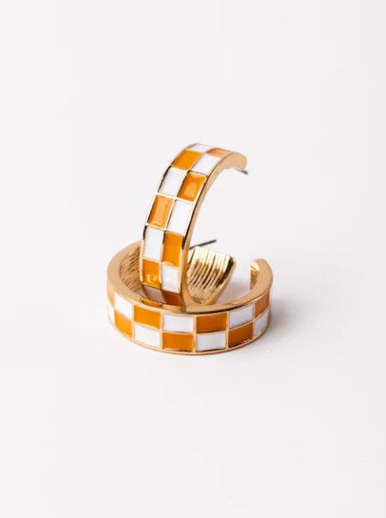 Sunny Orange &amp; White Earrings, Size: Small