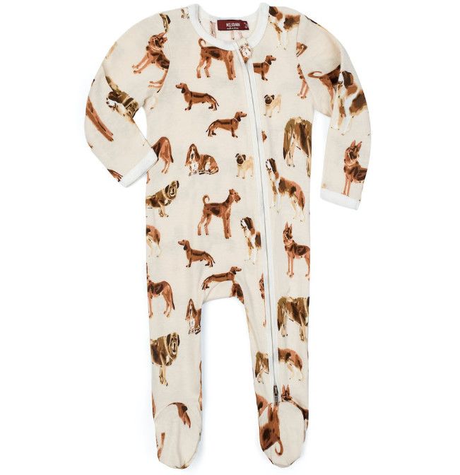 Natural Dog Zipper Footed Romper, Size: 3-6M