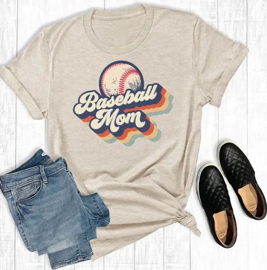 Vintage Baseball Mom Tee Oat, Size: XS