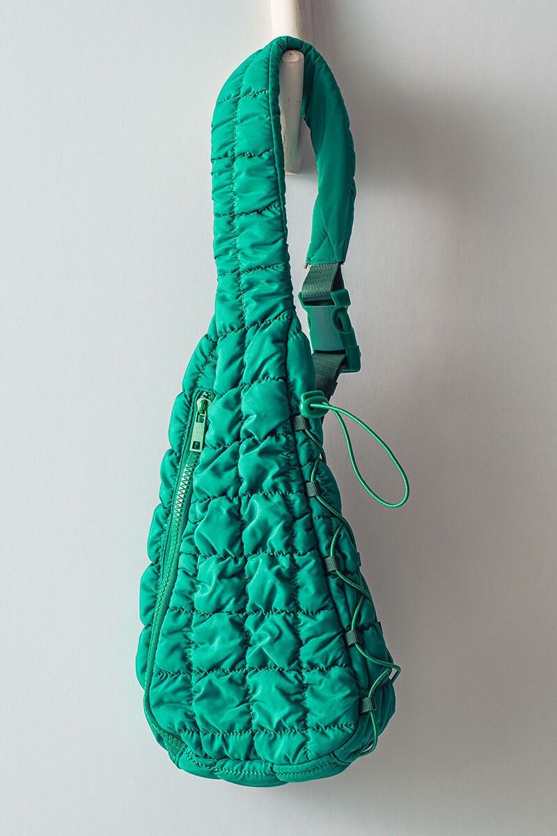 The Jenna Quilted Sling Bag, Color: Green