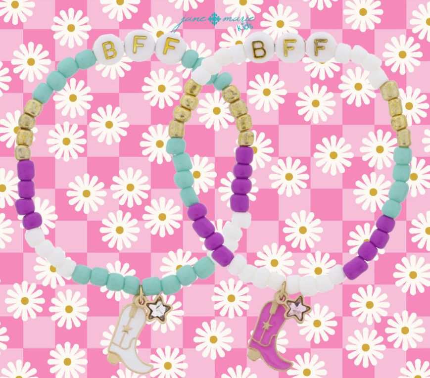 Kids Set of 2 BFF Bracelets, Color: Cowboy Boot Star