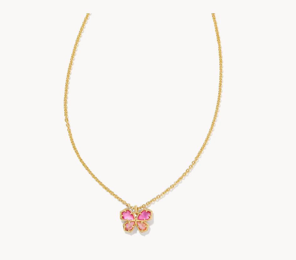 Mae Butterfly Necklace, Color: Gold Azalea Pink