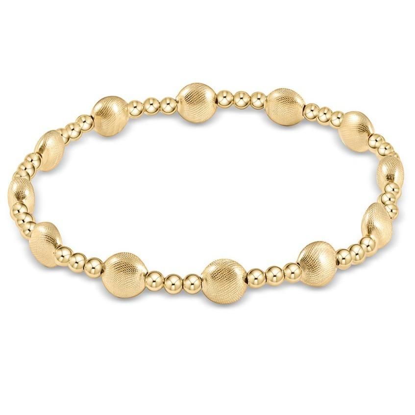 Honesty Gold Sincerity Pattern 6mm Bead Bracelet Gold