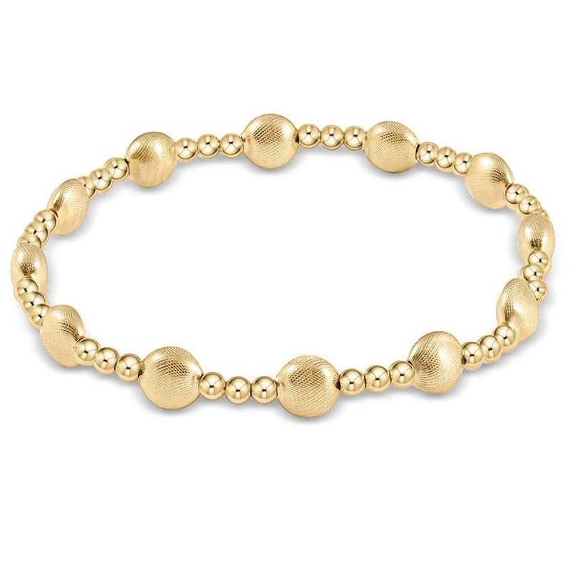 Honesty Gold Sincerity Pattern 6mm Bead Bracelet Gold